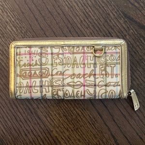 Coach Multicolored and Gold Trim Wallet